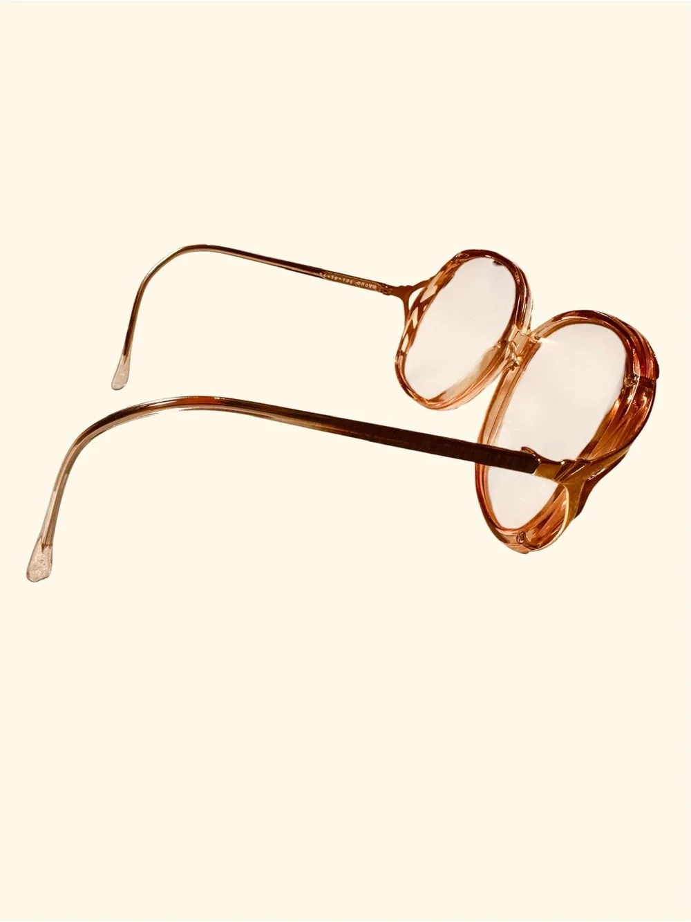 Vintage Oversized Katrina Clear Eyeglass Frames Pink Brown Gold Tone 54-18-135.